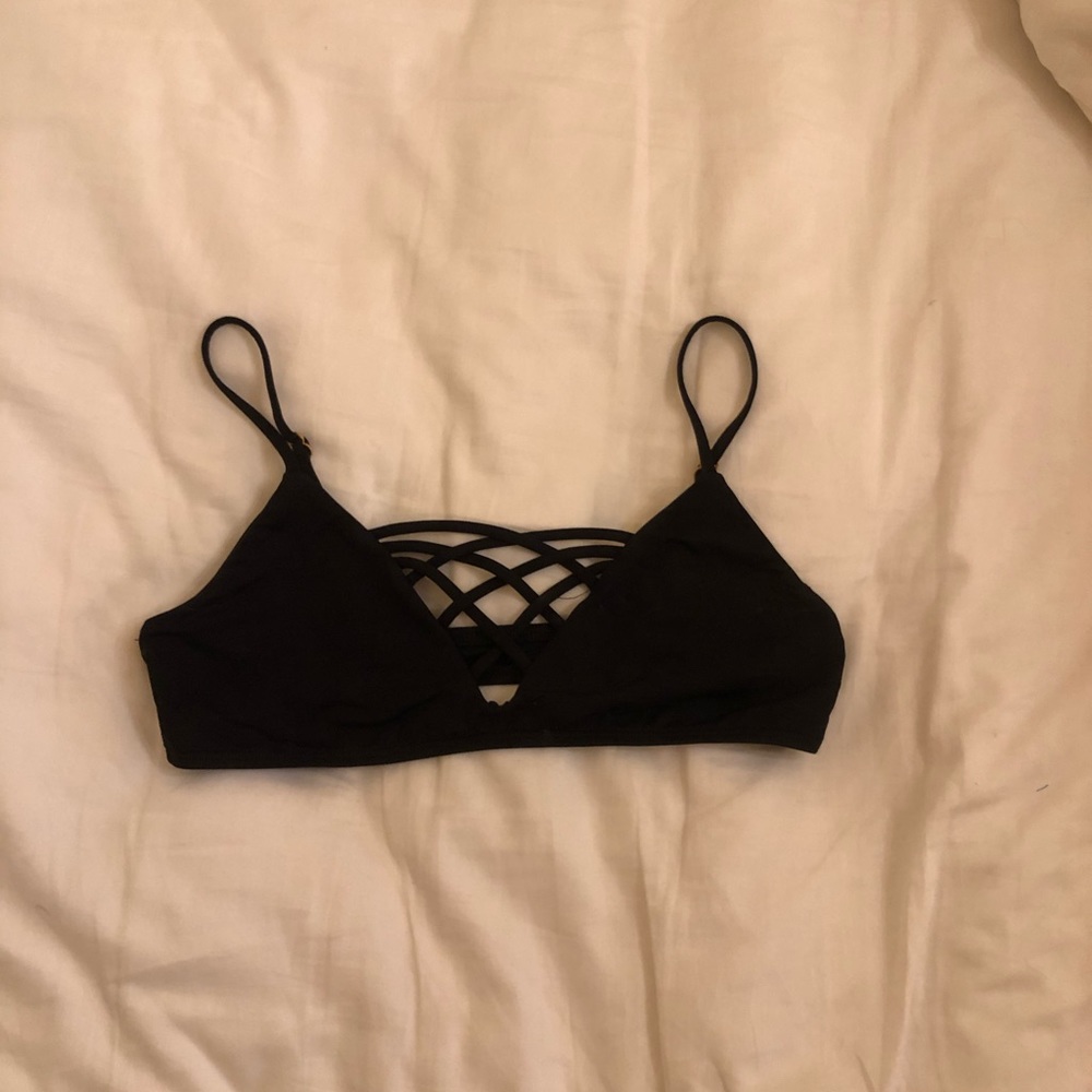 L’Space Black Criss Cross Bikini Top